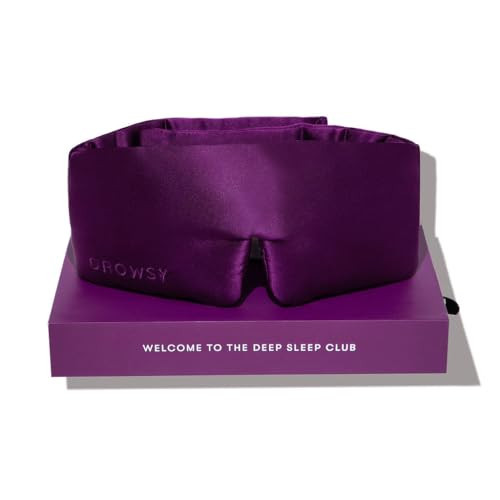 DROWSY Silk Sleep Mask - Face-Hugging, Padded Cocoon for Luxury Sleep in Total Darkness - 100% Pure Mulberry Silk (Purple Martini) | Amazon (US)