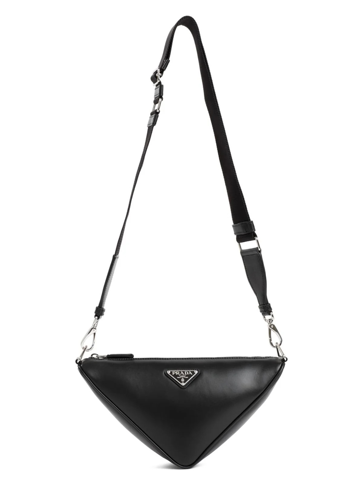 Prada Women's Leather Triangle Crossbody Bag in Black | 2VH155VOLO2DDJ Color F0002 | LOZURI
