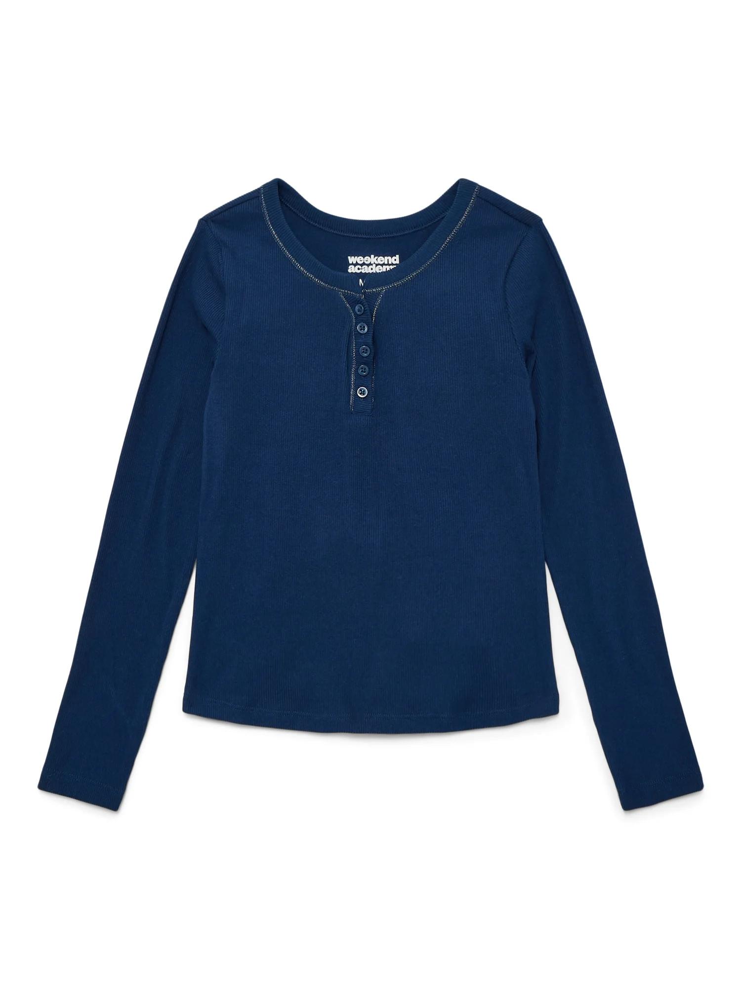 Weekend Academy Girls Henley Tee with Long Sleeves, Sizes 4-18 | Walmart (US)