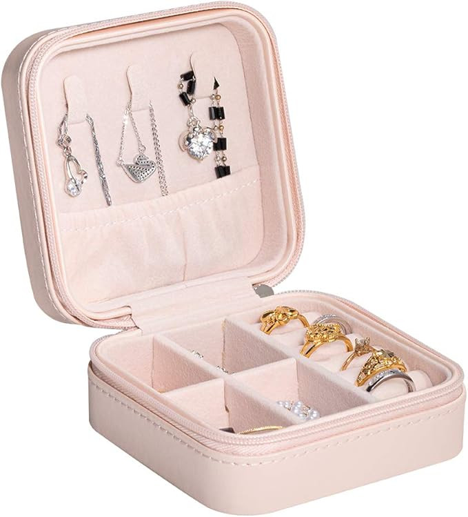 molshine Small Jewelry Organizer Box, Display Storage Case for Women Girl Travel Ring Necklace Ea... | Amazon (US)
