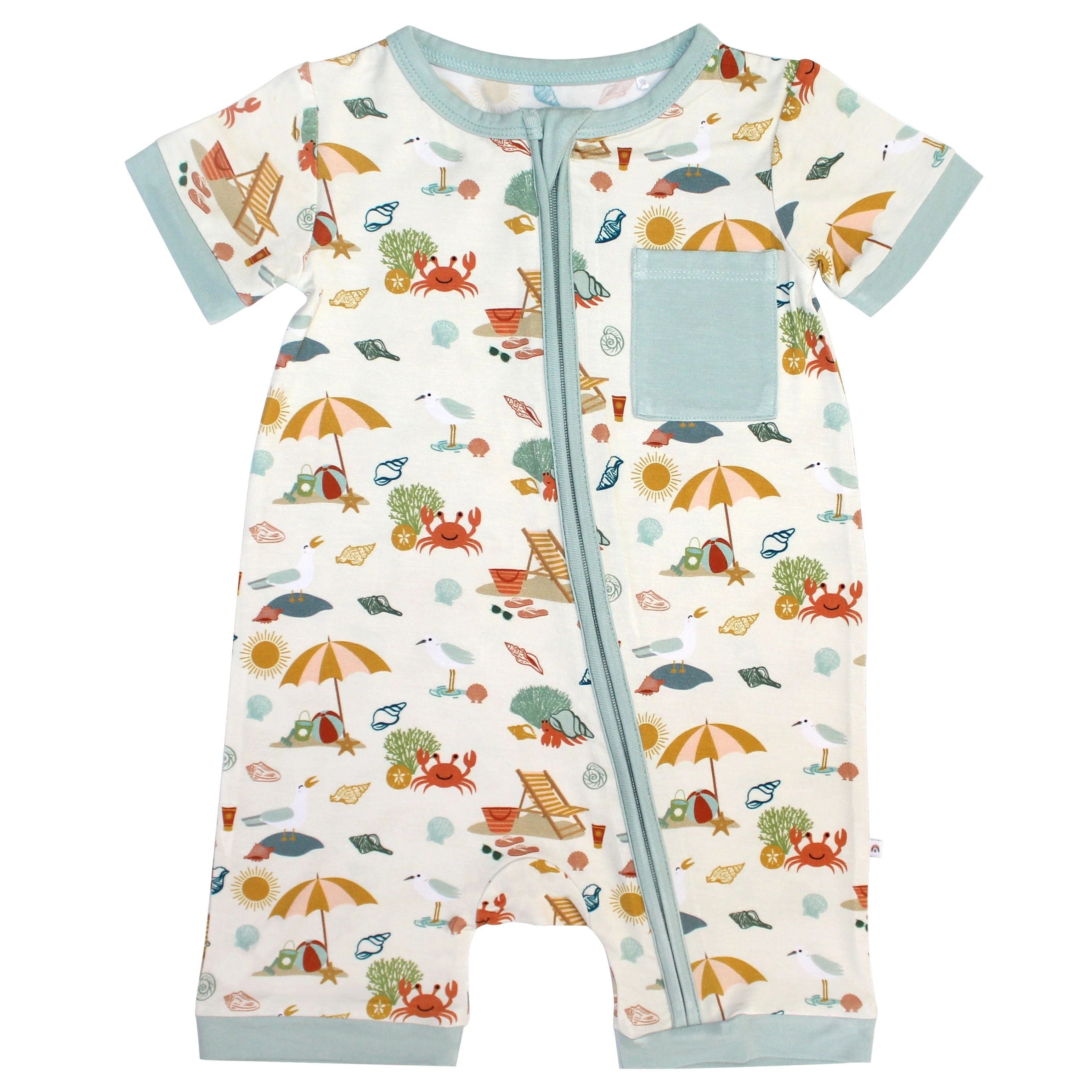 beach-day-bamboo-baby-boy-shortie-romper | Emerson and Friends