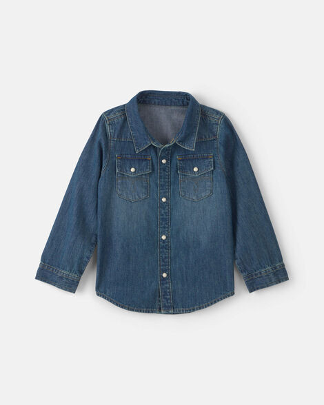Toddler Boy Denim Button-Down Shirt - Dark Wash | Carter's Inc