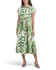 Linen Cinched Waist Midi Dress | TJ Maxx