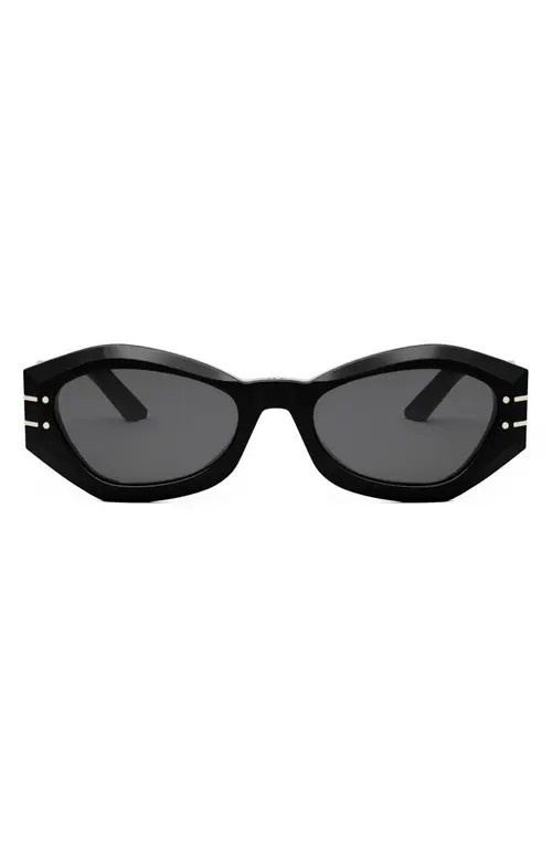 'DiorSignature B1U 55mm Butterfly Sunglasses in Shiny Black /Smoke at Nordstrom | Nordstrom