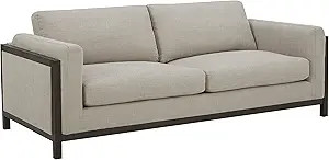 Amazon Brand – Stone & Beam Chesler Contemporary Sofa Couch with Wood Trim, 88"W, Flax | Amazon (US)