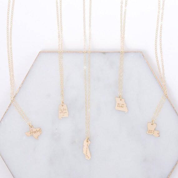 College Student Gift Custom State Charm Necklace | Etsy | Etsy (US)