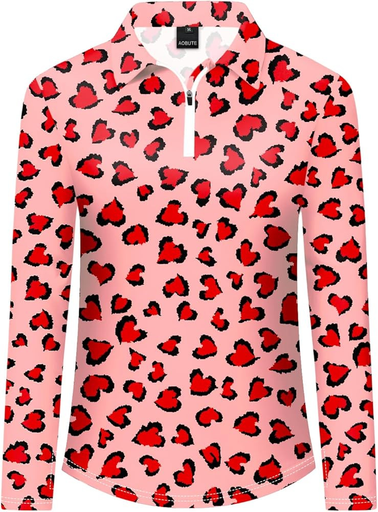 AOBUTE Women's Long Sleeve Golf Shirts Zip Polo Tennis Top with Thumb Hole | Amazon (US)