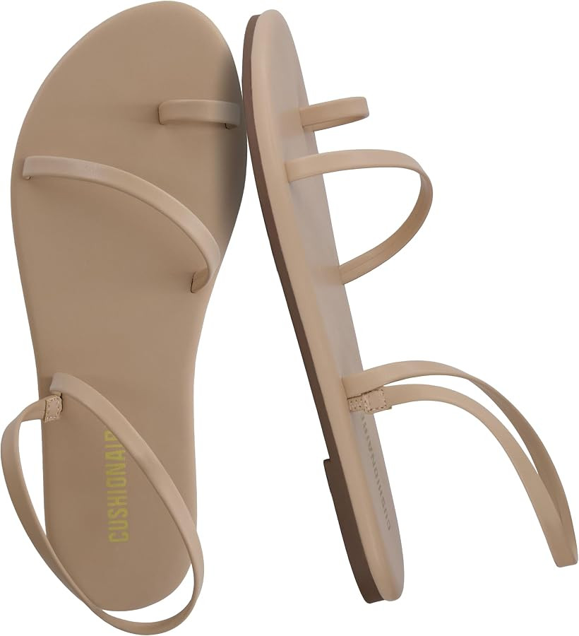 CUSHIONAIRE Chai Strappy Flip Flops for Women, Comfortable Casual Women Sandals with Memory Foam | Amazon (US)