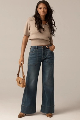 The Curvy Rylan Relaxed High-Rise Flare Jeans by Pilcro | Anthropologie (US)