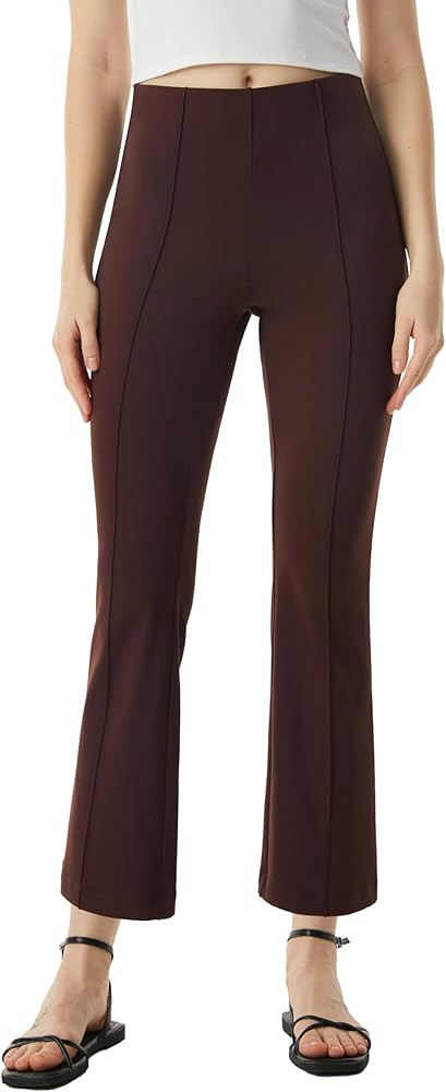 AFITNE Women's Yoga Dress Pants with Pockets Stretchy Pull On High Waisted Cropped Pants Work Cas... | Amazon (US)