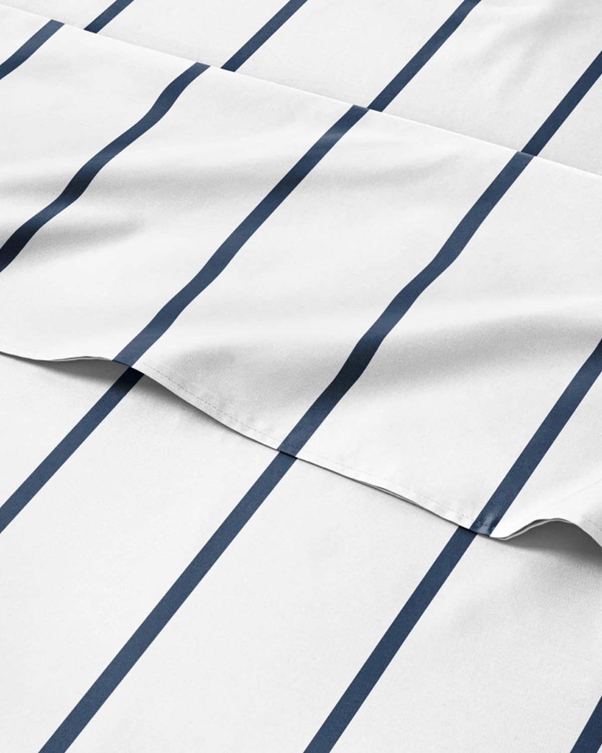 Striped Sheets - Navy Blue & White Striped Sheets - 1 Flat & 1 Fitted & 1 Pillowcase w/ Deep Pock... | Amazon (US)