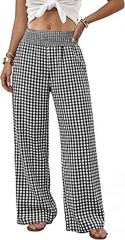 Sampeel Wide Leg Pants Woman High Waist Trousers with Pockets Casual Lounge | Amazon (US)