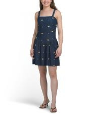 Sleeveless Embroidered Drop Waist Denim Mini Dress | TJ Maxx