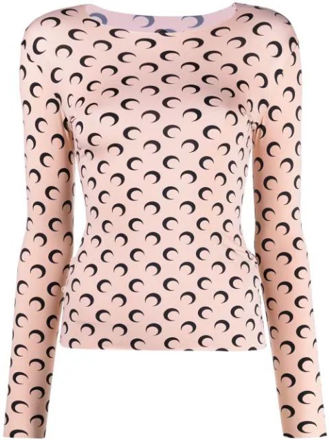 moon-print boat-neck top | Farfetch (US)