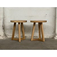 Round Side Table, Solid Wood End Pedestal Custom Table | Etsy (US)