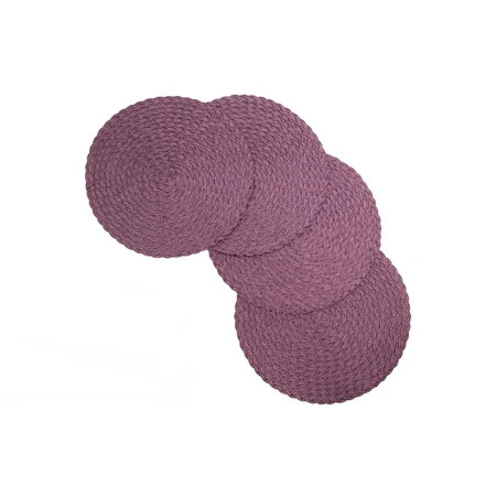 Daisy Woven Braided Table Placemats 15 Inches Round Set of 4 Non-Slip Dining & Kitchen Table Mats Pu | Walmart (US)