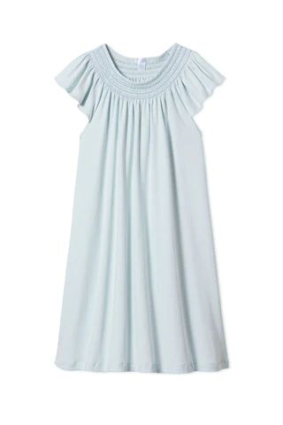 Pima Smocked Flutter Nightgown in Air | Lake Pajamas