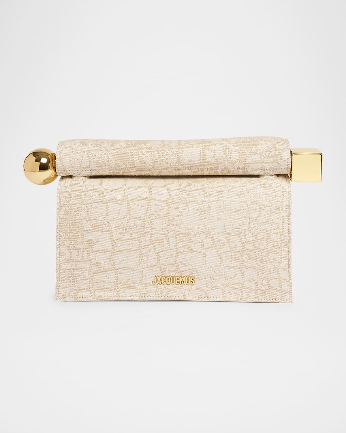 La Pochette Round Croc-Print Clutch Bag | Neiman Marcus
