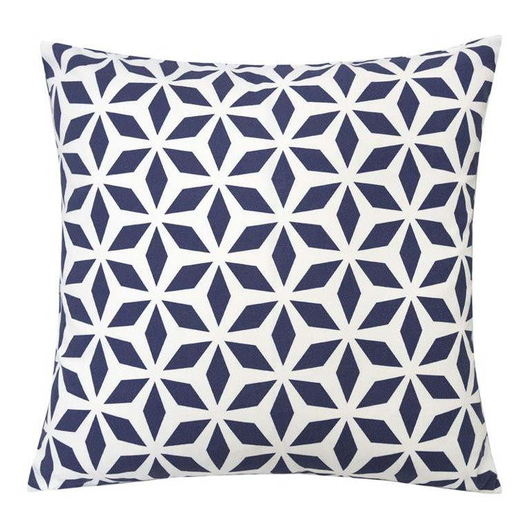 Homey Cozy 20" Fabric Outdoor Pillow with Aqua Crystal Grid in Navy | Walmart (US)