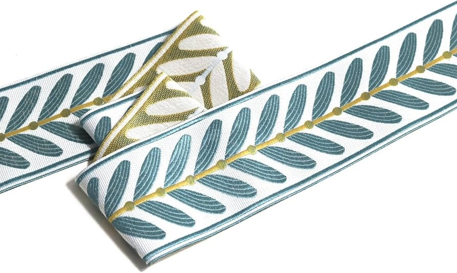 Jacquard Ribbon Trim 10.9 Yards, 2.4" Wide Embroidered Green Leaf Ribbon for Sewing, Fabric Trim ... | Amazon (US)