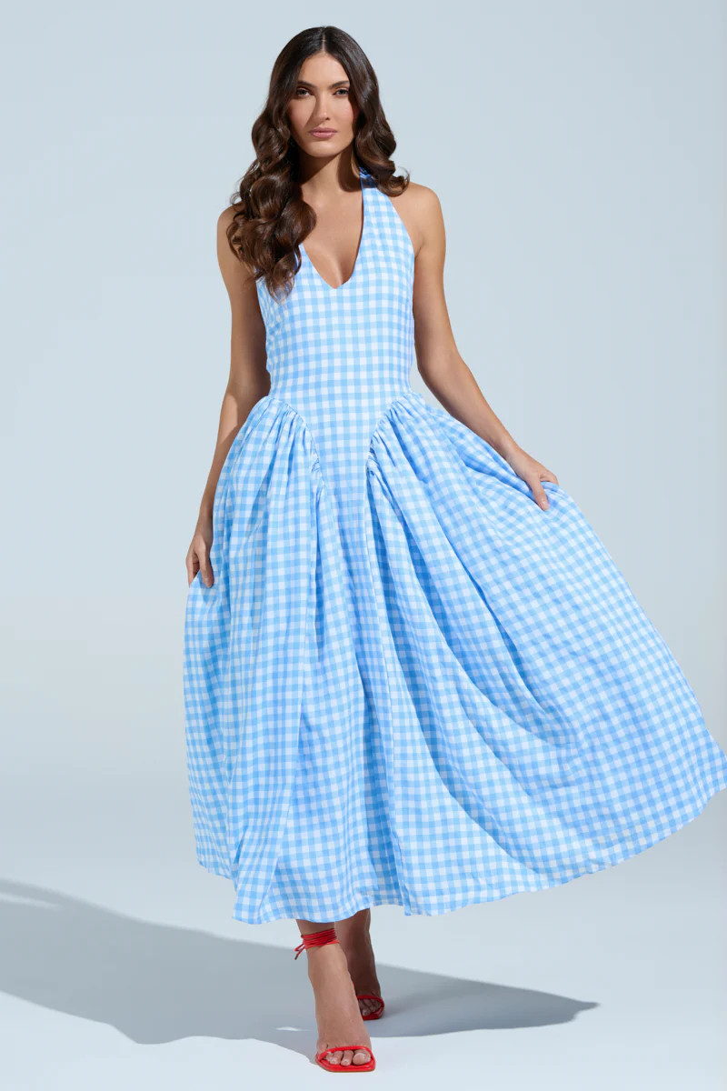 NEVER GONNA STOP PLAID MAXI DRESS | AKIRA