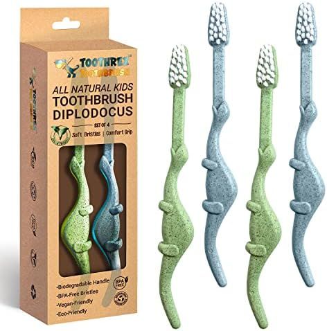 Amazon.com: ROARex® All-Natural Eco Friendly Kids Toothbrush Made from Plants - Dinosaurs 4-36m ... | Amazon (US)