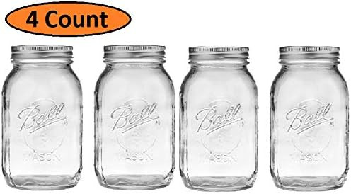 4 Pcs Regular Mouth 32-Ounces Mason Jar with Lids and Bands Clear | Amazon (US)