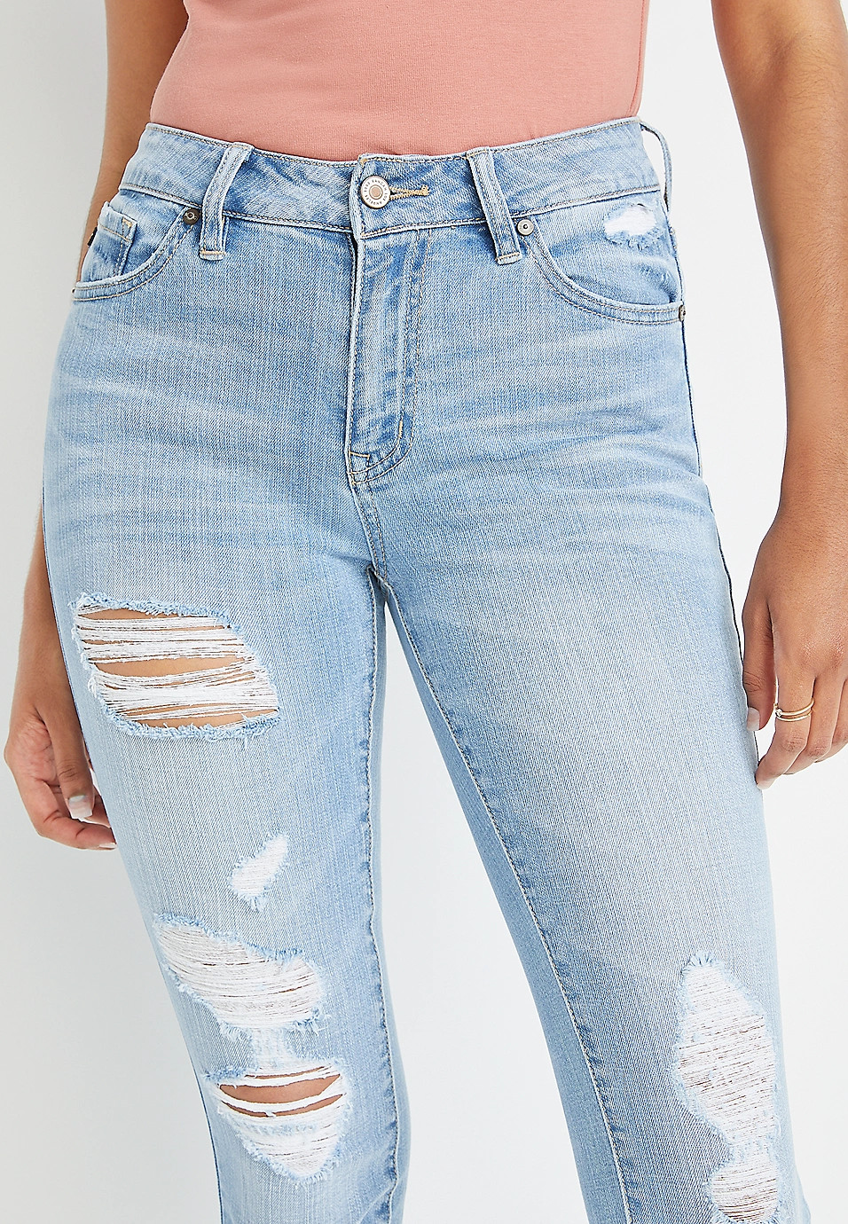 KanCan™ High Rise Light Wash Ripped Skinny Jean | Maurices