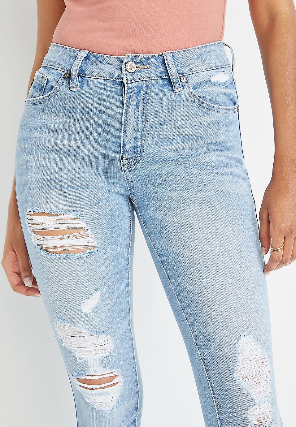 KanCan™ High Rise Light Wash Ripped Skinny Jean | Maurices
