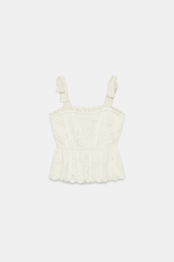 ROMANTIC KNIT TIE TOP | Zara US