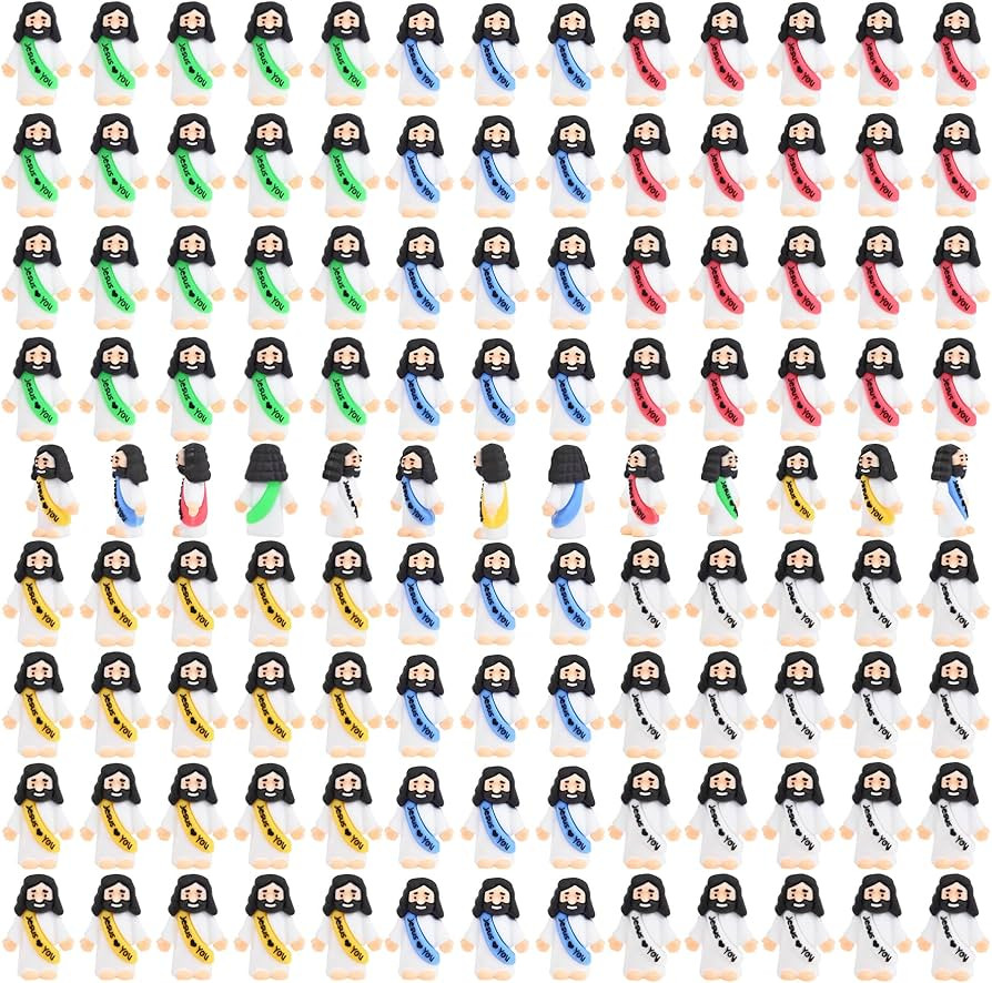 100 PCS Little Jesus Figures, Mini Jesus Figurines in Bulk, Tiny Pocket Rubber Jesus Love You Fig... | Amazon (US)