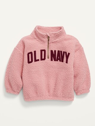 Unisex Logo-Graphic Sherpa Quarter-Zip Jacket for Toddler | Old Navy (US)