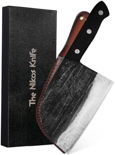 Serbian Chef Knife - 6.7 Inch Hand-Forged High Carbon Steel Full Tang Butcher Knife with Wood Han... | Amazon (US)