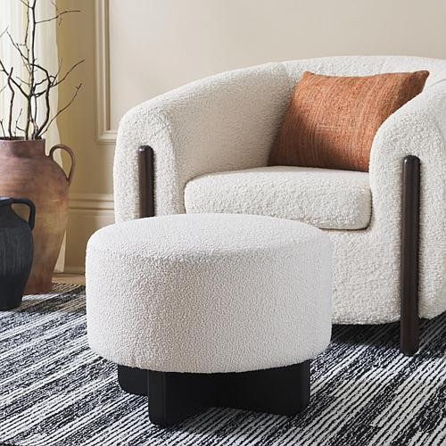 Safavieh Riah Boucle Round Ottoman | HSN