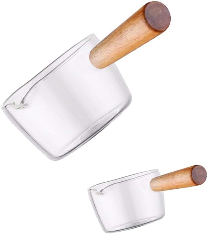 Yardwe 2pcs Glass Creamer Jugs Mini Sauce Pitcher Milk Creamer Coffee Jar Server Dipping Bowls wi... | Amazon (US)