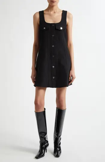 Ganni Snap Front Bonded Crepe Minidress in Black at Nordstrom Rack, Size 4 Us / 36 Eu | Nordstrom Rack