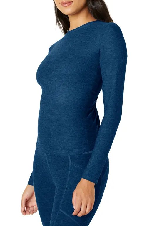 Beyond Yoga Featherweight Inner Circle Cutout Knit Top in Celestial Blue Heath at Nordstrom, Size La | Nordstrom