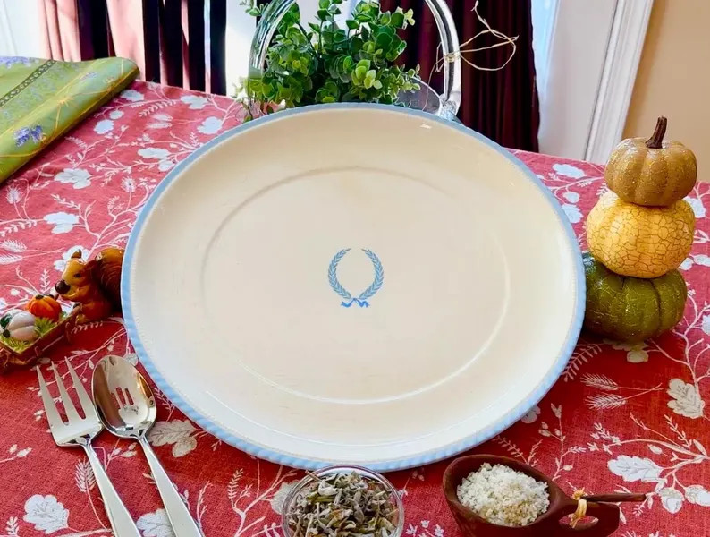 Vintage Monticello Dinnerware Platter: Blue Laurel Wreath, Steubenville Pottery | Etsy (Global)
