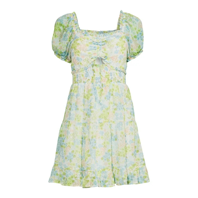 Madden NYC Juniors’ Smocked Waist Dress with Cut Out, Sizes XS-XXXL | Walmart (US)