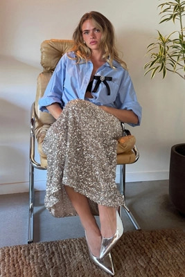 The Tilda Sequin Maxi Slip Skirt | Anthropologie (US)