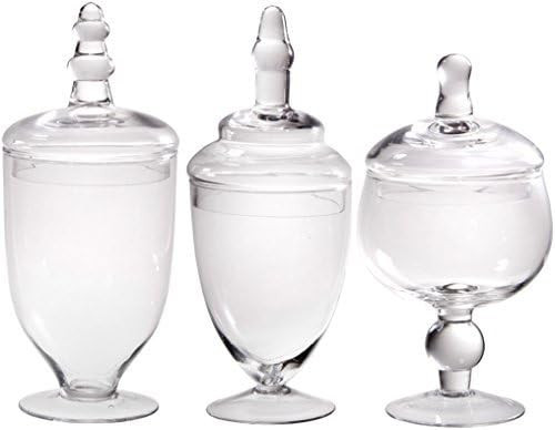 Palais Glassware Clear Glass Apothecary Jars - Set of 3 - Wedding Candy Buffet Containers (Small,... | Amazon (US)
