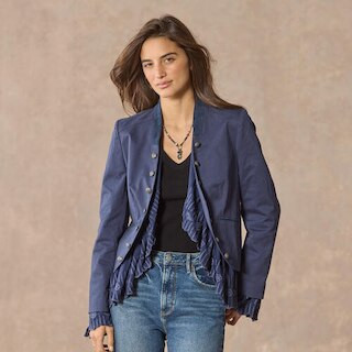 Sundance Women's Caroline Ruffle Jacket, Petite in Midnight Petite Large | Sundance Catalog