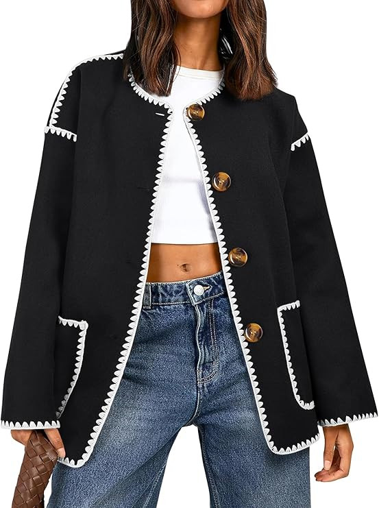 LILLUSORY Women's Fall Open Front Cardigans Long Sleeve Oversized Button Up Knit Sweaters | Amazon (US)