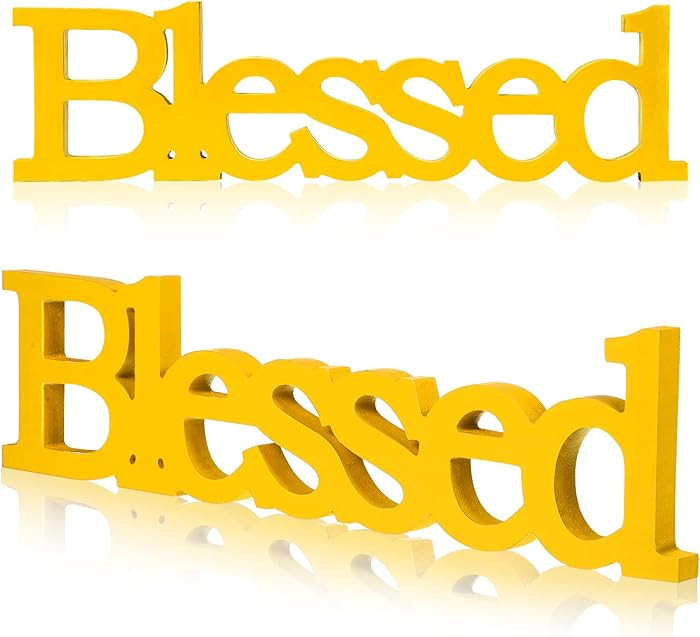 Blulu Blessed Letter Table Sign Blessed Standing Letter Table Sign Rustic Wooden Home Standing De... | Amazon (US)