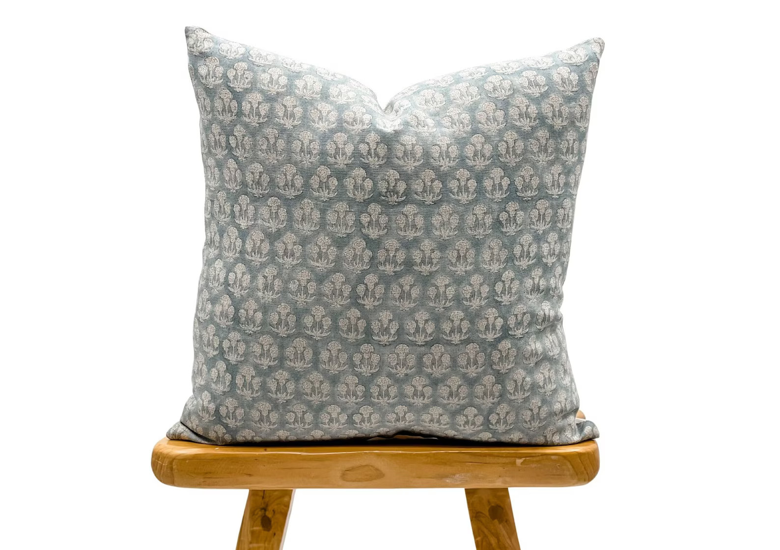 Designer Muted Blue on Natural Linen Pillow Cover, Blue Pillow Cover, Boho Pillow, Farmhouse Pill... | Etsy (US)