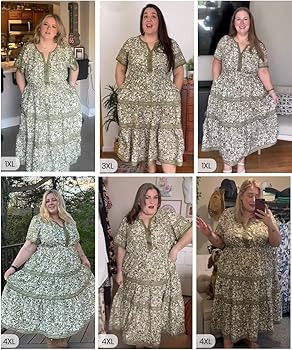 RITERA Plus Size Dresses for Curvy Women Vneck Short Sleeve Summer Floral Tiered Ruffle Maxi Dres... | Amazon (US)