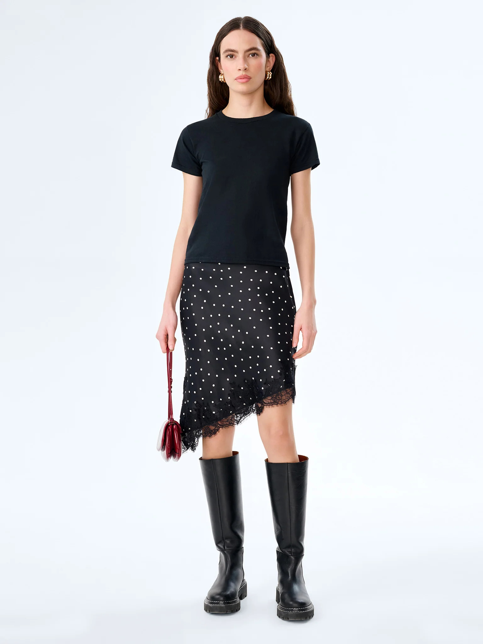 Amada Skirt in Black Polka Dot | OMNES UK