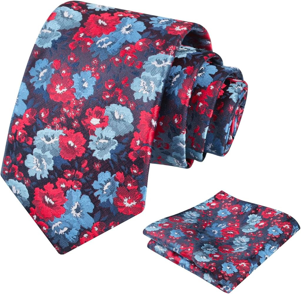 Alizeal Mens 3.15inch Impressionist Painterly Garden-themed Necktie with Floral Printed Pocket Sq... | Amazon (US)