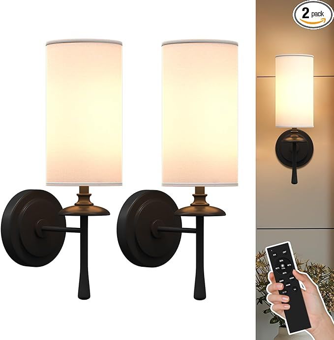 TACAHE Battery Operated Wall Sconces, Set of 2-4400 mAh Rechargeable Battery - 3 Color Temperatur... | Amazon (US)