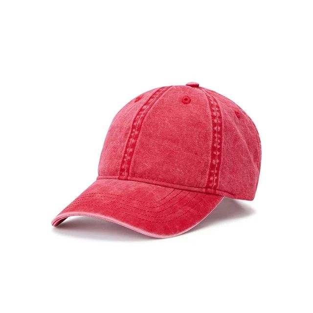 Time and Tru Women's Washed Cotton Twill Baseball Hat, Red Mark | Walmart (US)